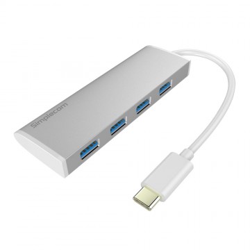 Simplecom CH310 Ultra Slim Aluminium USB Type-C to 4 Port USB 3.0 Hub for PC Mac Laptop